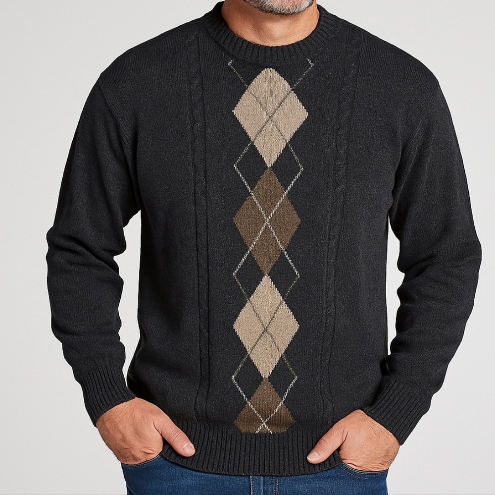 Vintage Argyle Sweater XL Dark Academia Grandpacore Preppy
